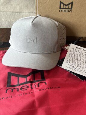 NEW Melin Trenches Hydro Performance Hat Light Gray With Box and Dust Bag